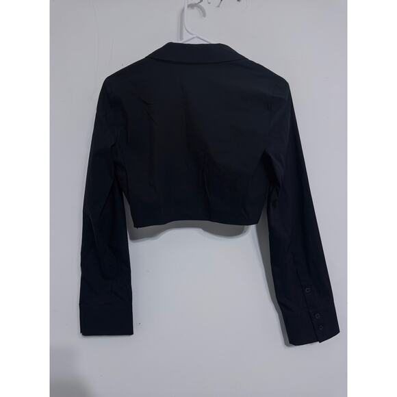 ZARA Black Crop Top Blouse sz S NWT chic night out party minimalist trendy - Picture 2 of 4